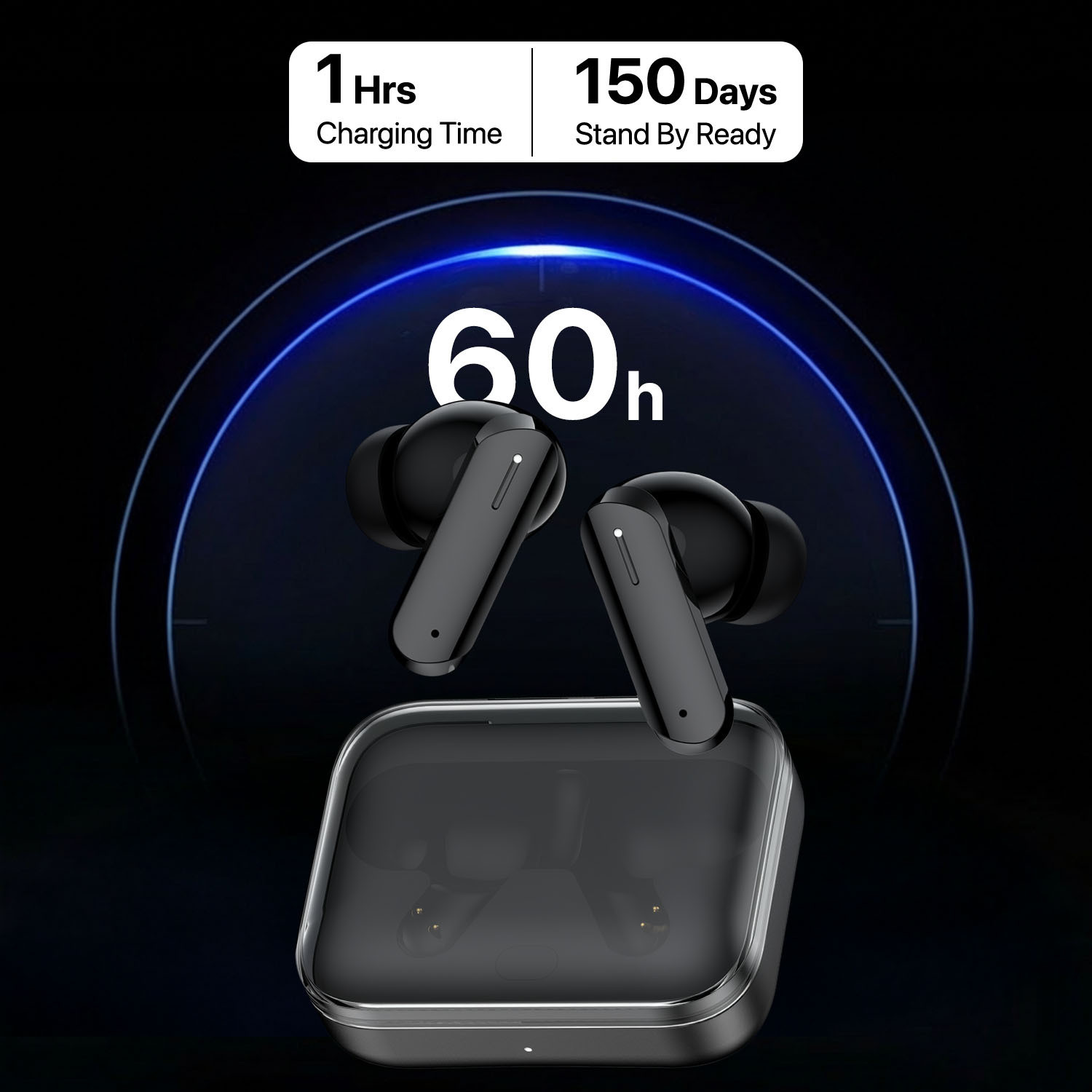 Image of Vaku Luxos BOOMX TWS Bluetooth V5.4 Earbuds 60H Playtime Deep Bass Touch Controls Bluetooth Headset (Black, True Wireless)