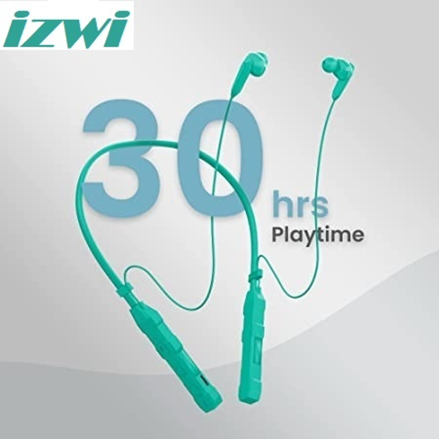 Image of IZWI Sports Fit Bluetooth Earphones with 35Hrs Battery, Fast Charging, Bluetooth V5.0 Bluetooth Headset (GREEN 35HOUR BATTERY BACKUP, In the Ear)