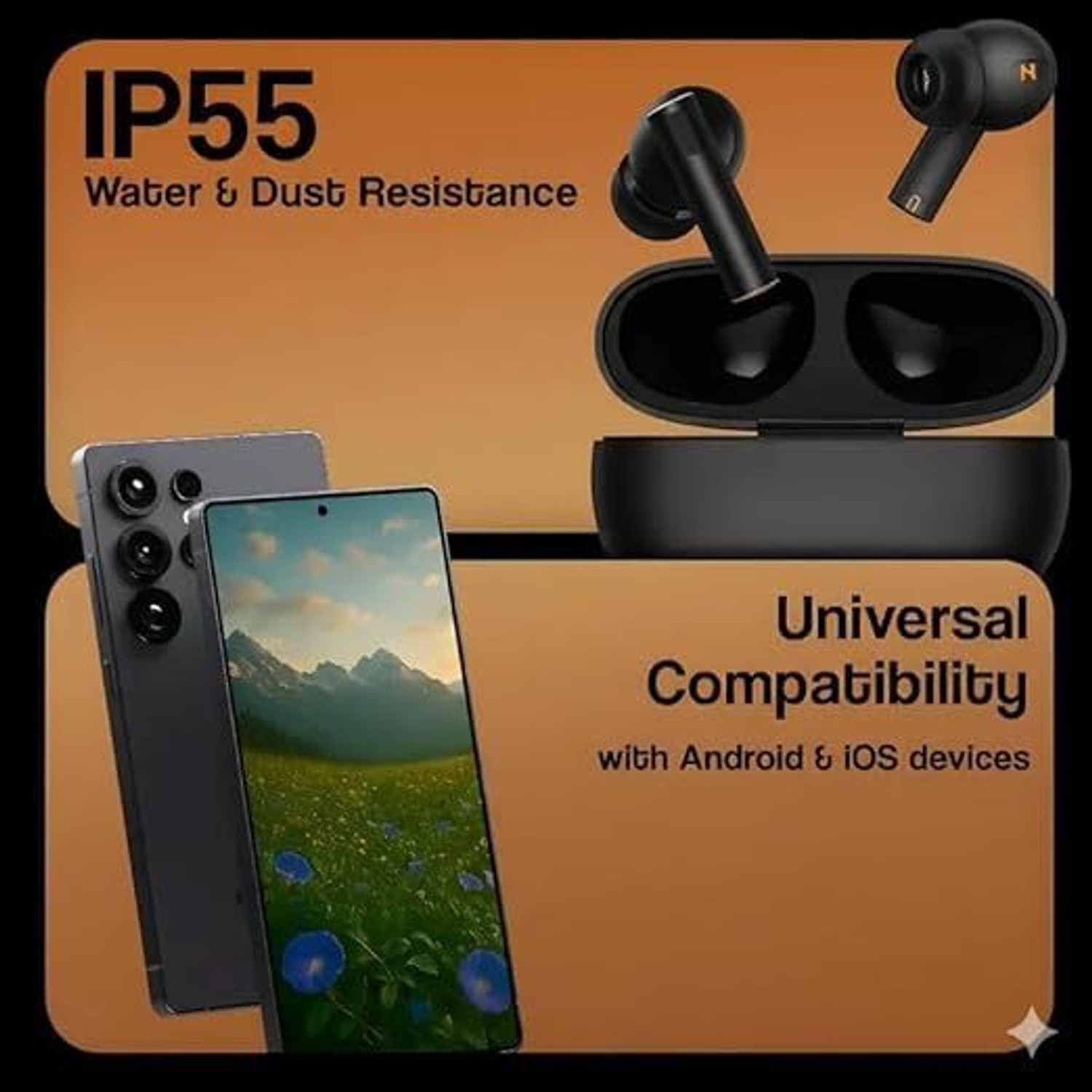 Image of GHEREL Original Deep Bass Comfort Wireless Earbuds, Compatible For Realme Buds air 6 Bluetooth Headset (Earphone Noise Cancellation Playback, (Black), True Wireless)