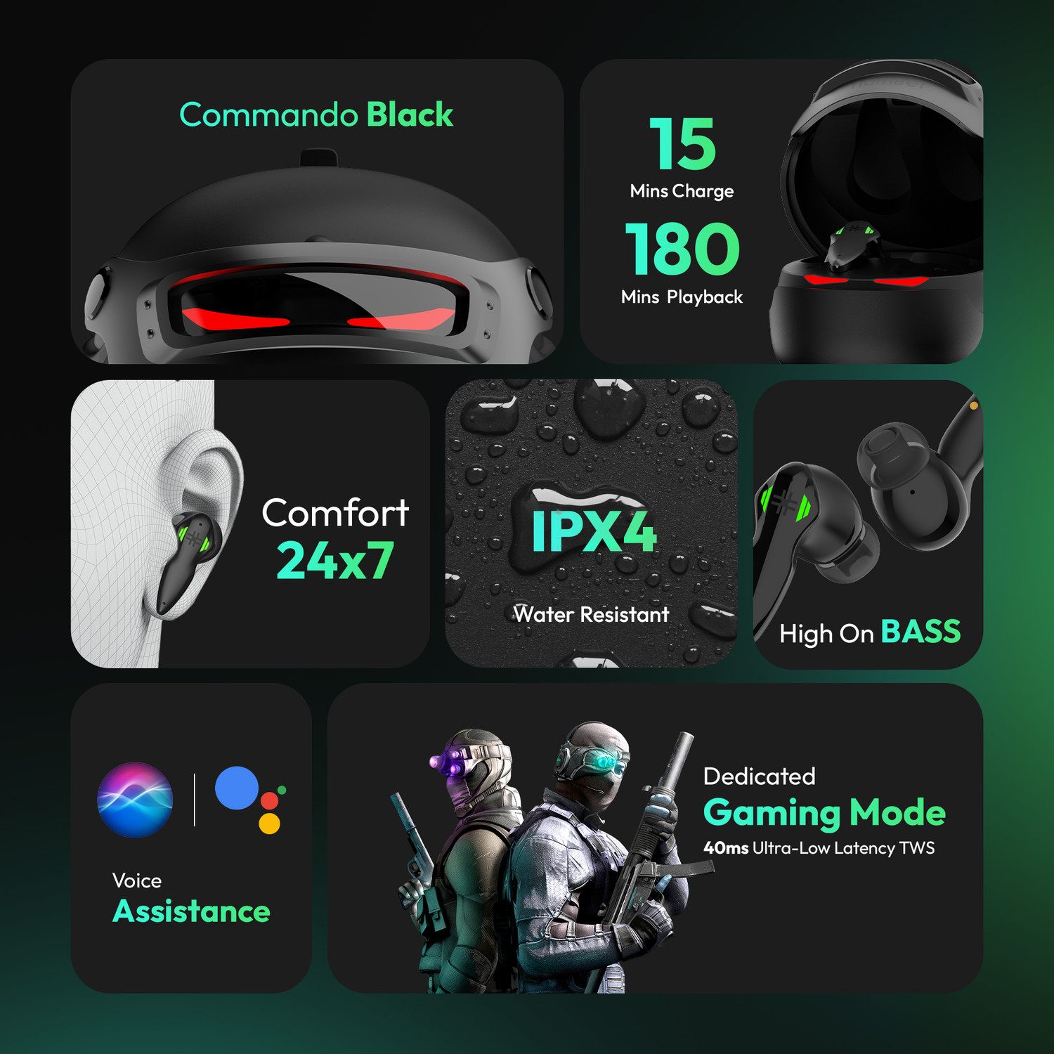 Image of Number Super Buds Pro GT9 Helmet MEMS ENC Gaming TWS, 48 Hrs Battery, 40ms Low Latency Bluetooth