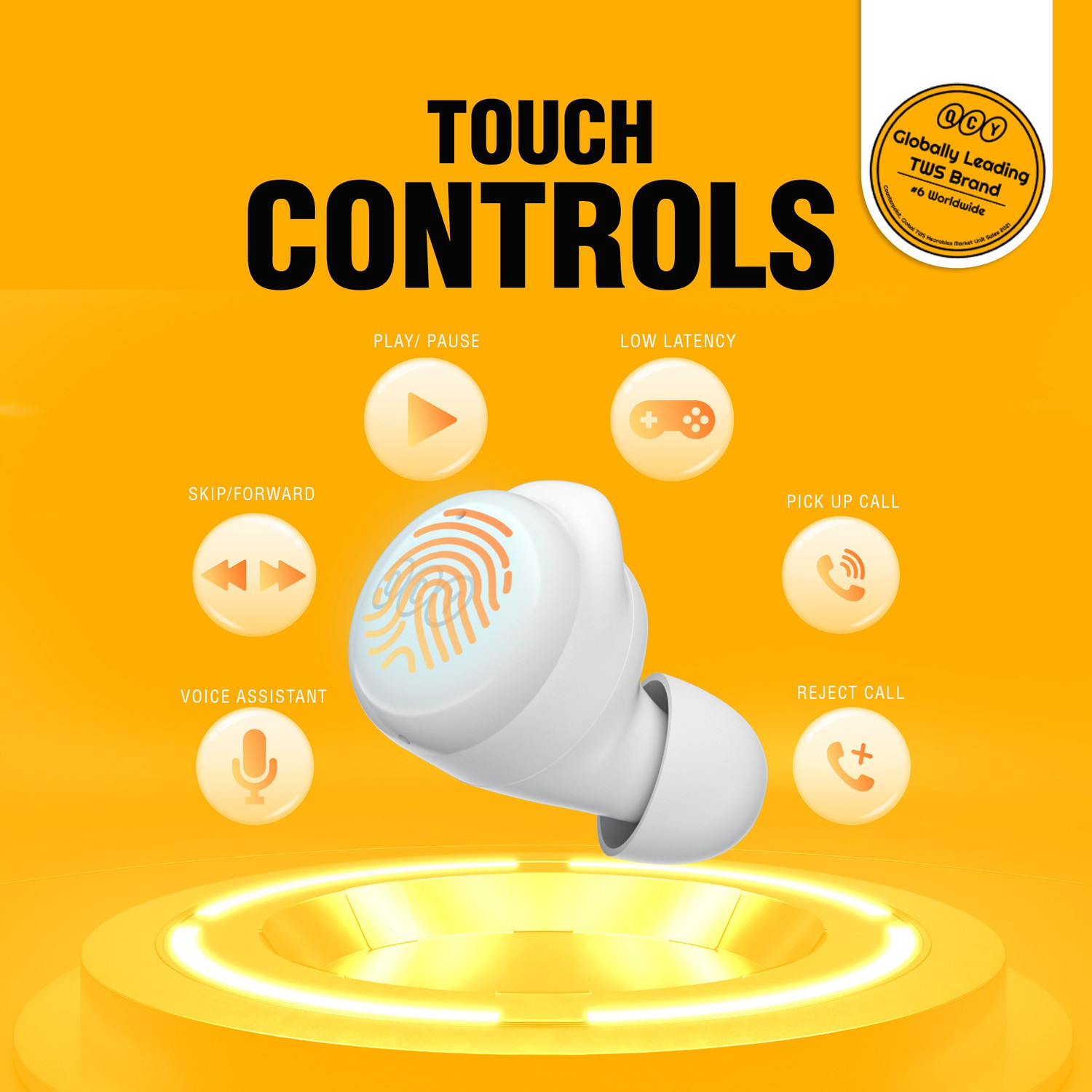 Image of QCY T17 TWS Earbuds with 3D Sound, 26H Playback Time, Low latency, Voice Assistant Bluetooth