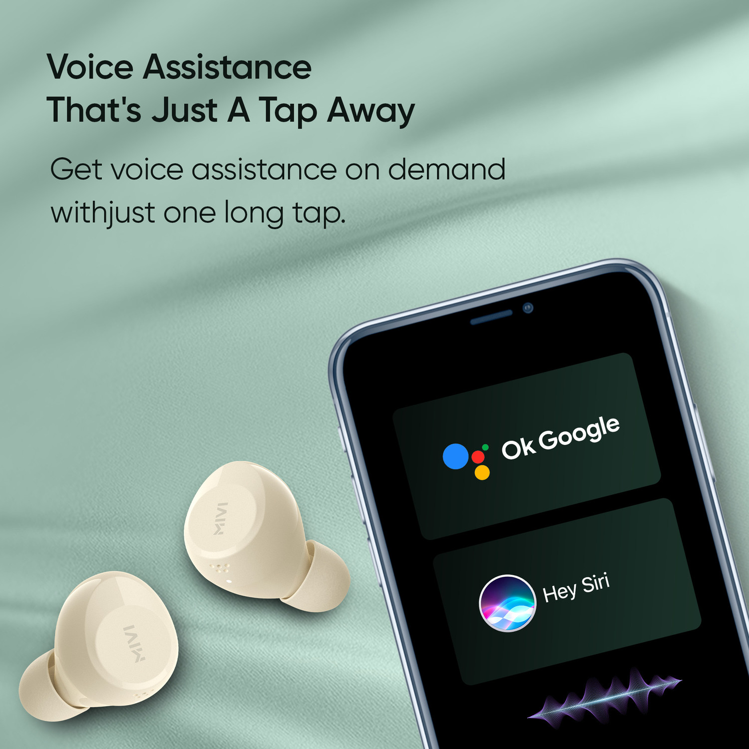 Image of Mivi DuoPods K1 compact earbuds,AI-ENC,TWS with 42H Playtime,Deep Bass,Made in India Bluetooth