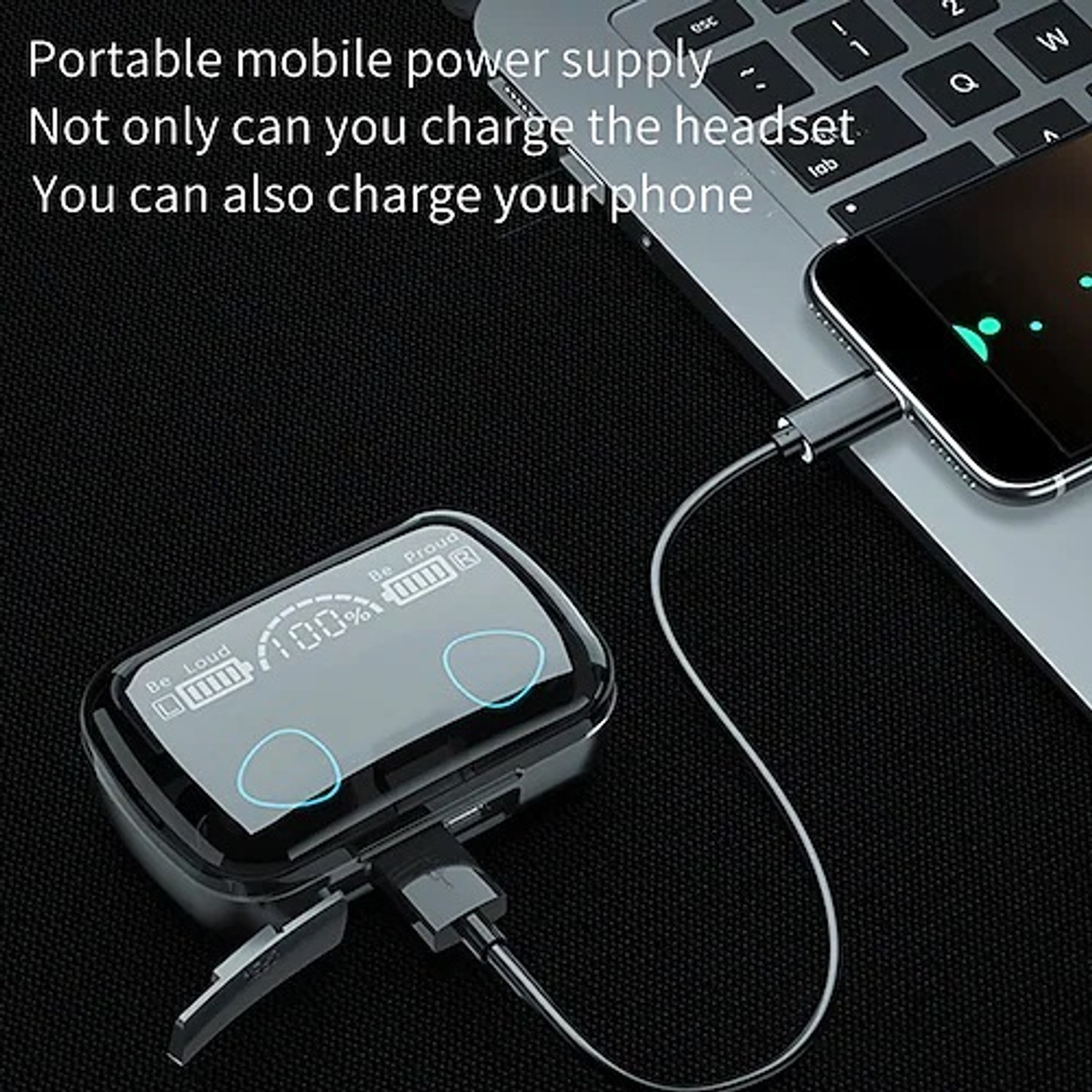 Image of TRYCOM M10 Earbuds /ipod /buds 5.1 Earbuds with 280H Playtime, Headphones with Power Bank Bluetooth