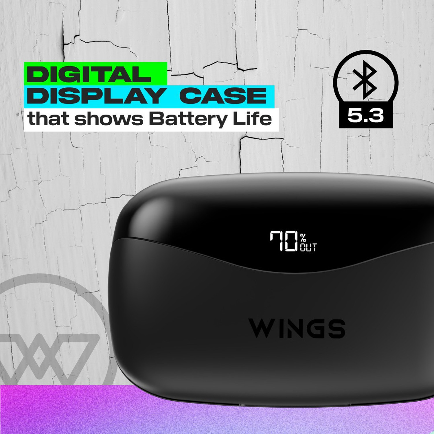 WINGS PowerPods With PowerBank Function Bluetooth Headset Black
