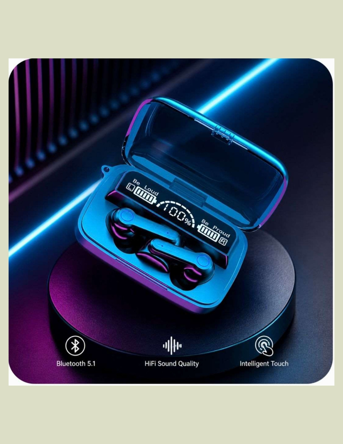 Image of deagon display earbuds Bluetooth Headset (White, True Wireless)