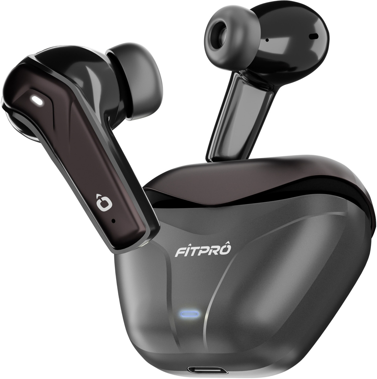 Image of Fitpro X ATOM Premium TWS Earbuds - HD Audio & Portable Charging Case Bluetooth Headset (Red, True Wireless)