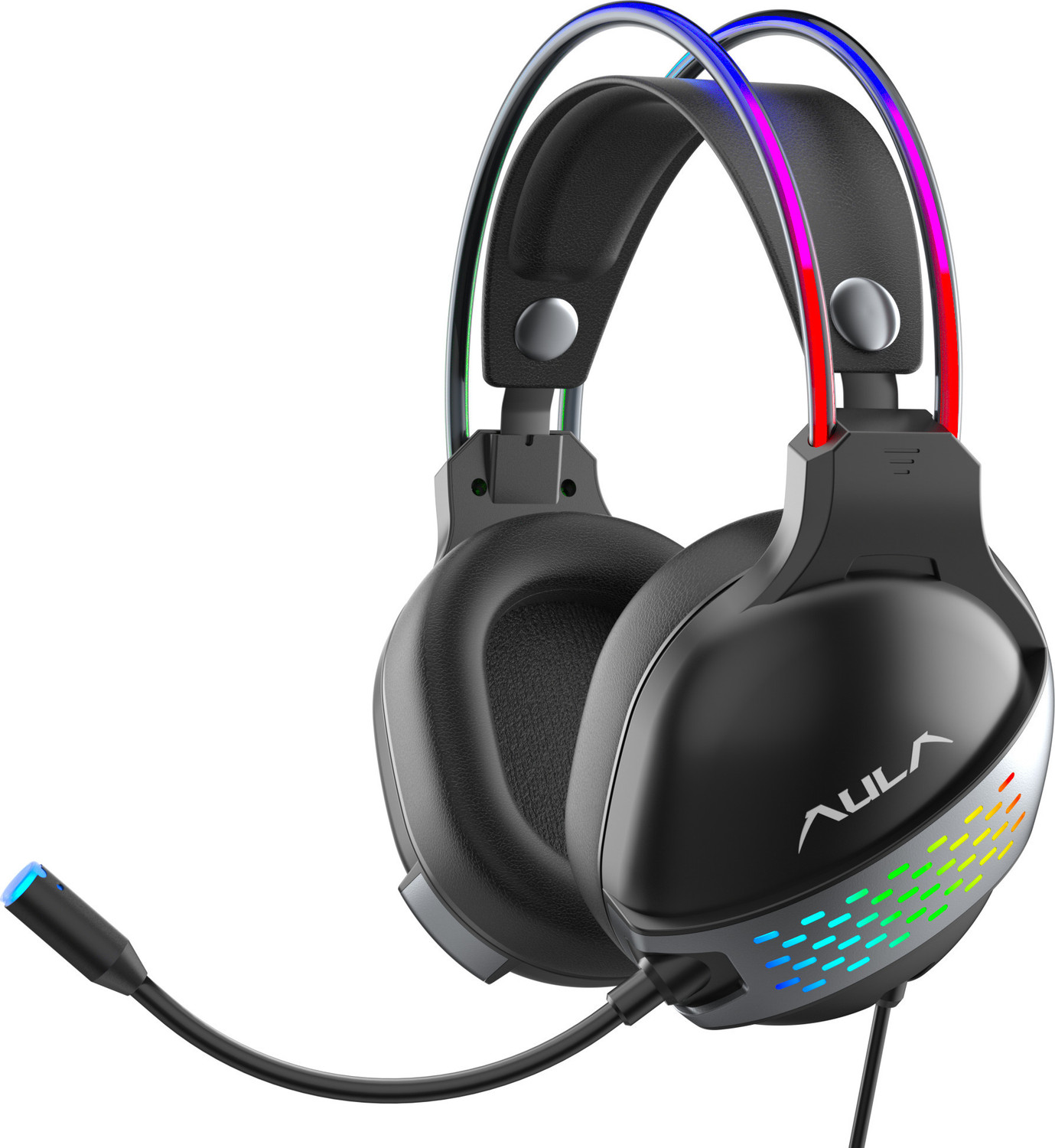Image of Aula S503 Professional Wired Gaming Headset with RGB Head Beam, Wired Gaming Headset (Black, On the Ear)