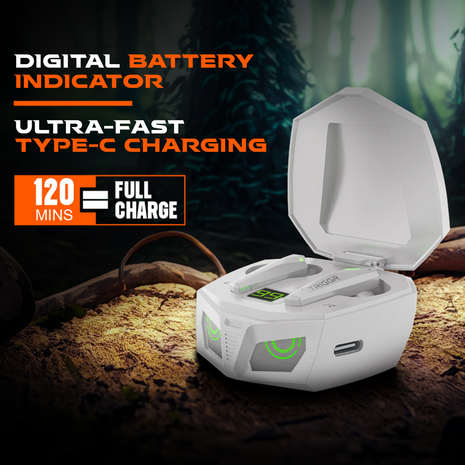 Image of TRIGGR Kraken X1 with Battery Display, 40ms Latency, Quad Mic ENC, 40 Hr Battery, v5.3 Bluetooth