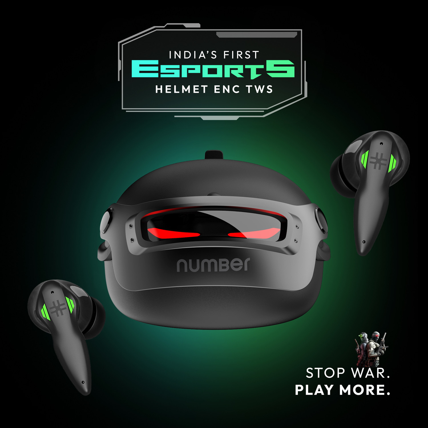 Image of Number Super Buds Pro GT9 Helmet MEMS ENC Gaming TWS, 48 Hrs Battery, 40ms Low Latency Bluetooth