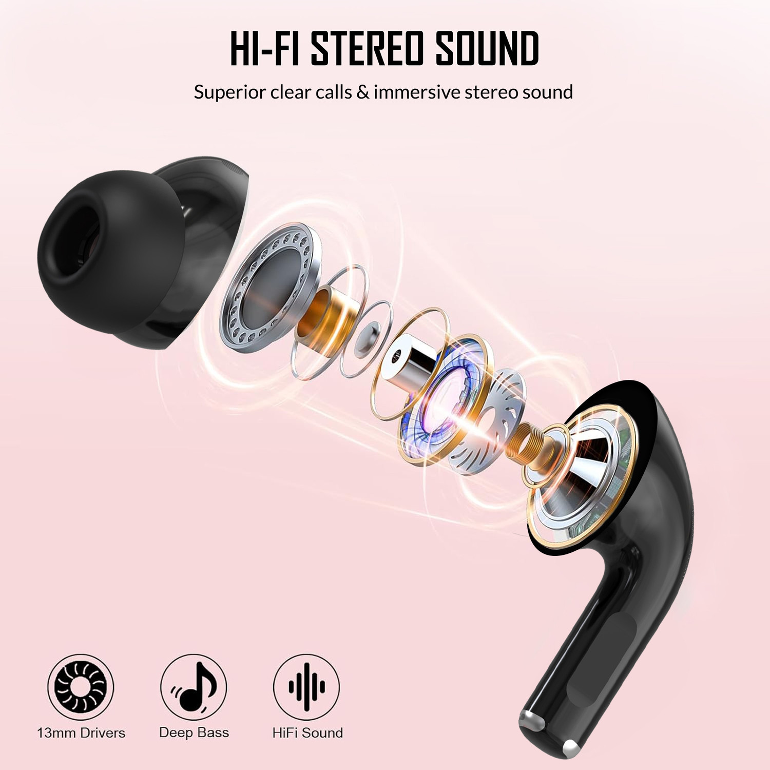 Image of Aroma NB121 Pro Pods Upto 40 Hours Playtime* Type C Fast Charging Dual Pairing Earbuds Bluetooth Headset (Crystal Black, True Wireless)