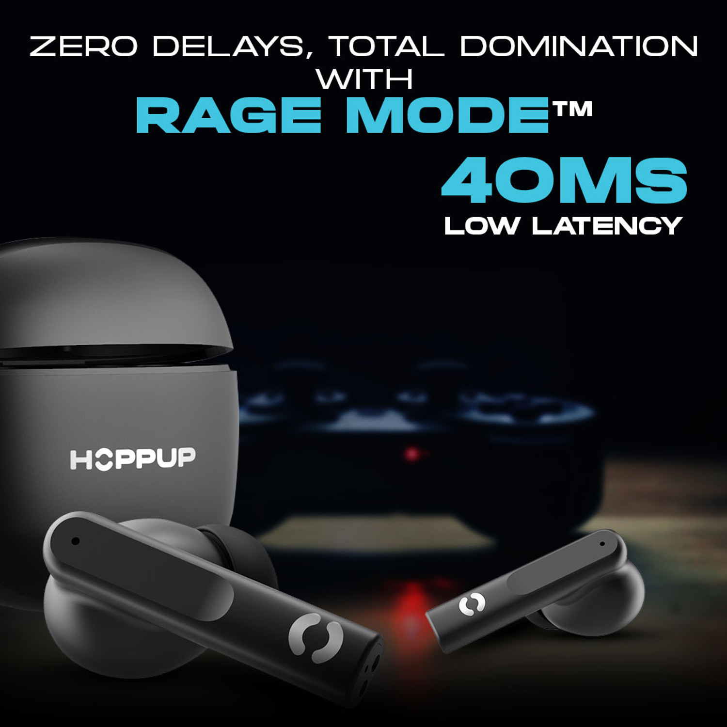 Image of HOPPUP AirDoze Q50 Earbuds with Quad Mic ENC, 50H Playtime, v5.3 & Rage Mode Bluetooth