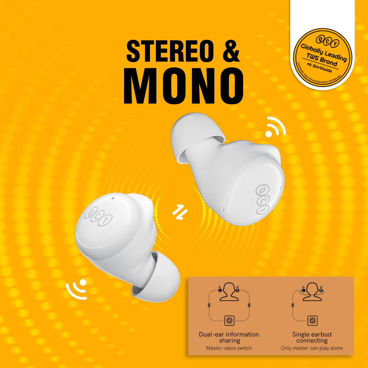 Image of QCY T17 TWS Earbuds with 3D Sound, 26H Playback Time, Low latency, Voice Assistant Bluetooth