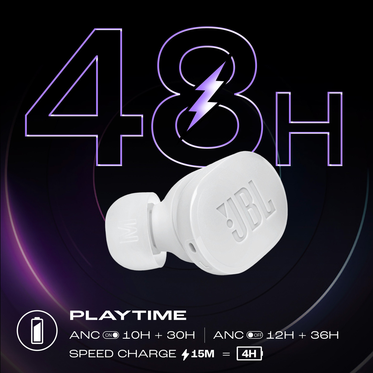 Image of JBL Tune Buds Active Noise Cancellation, 48H playtime,Speed Charge, BT5.3LE Bluetooth