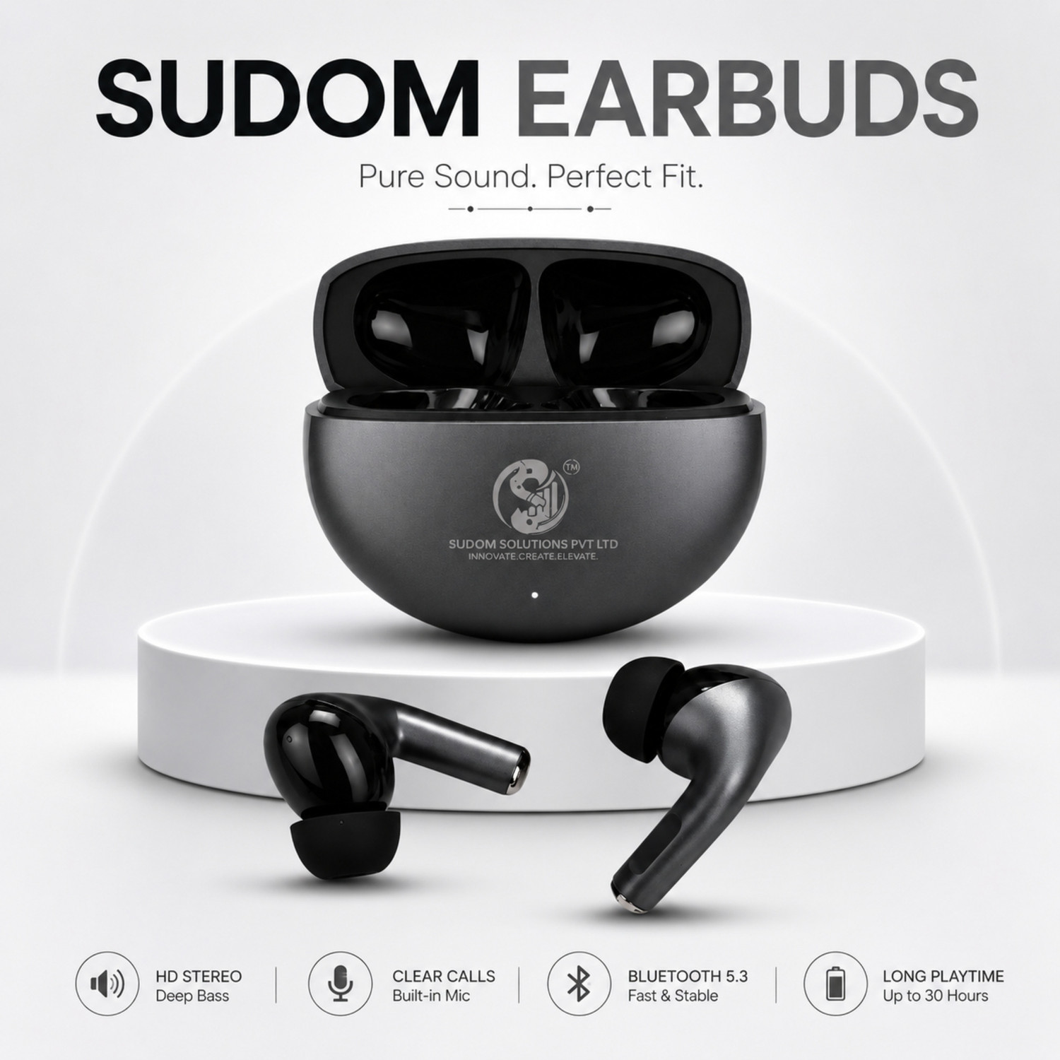 Image of Vaku Luxos BOOMX TWS Bluetooth V5.4 Earbuds 60H Playtime Deep Bass Touch Controls Bluetooth Headset (Black, True Wireless)