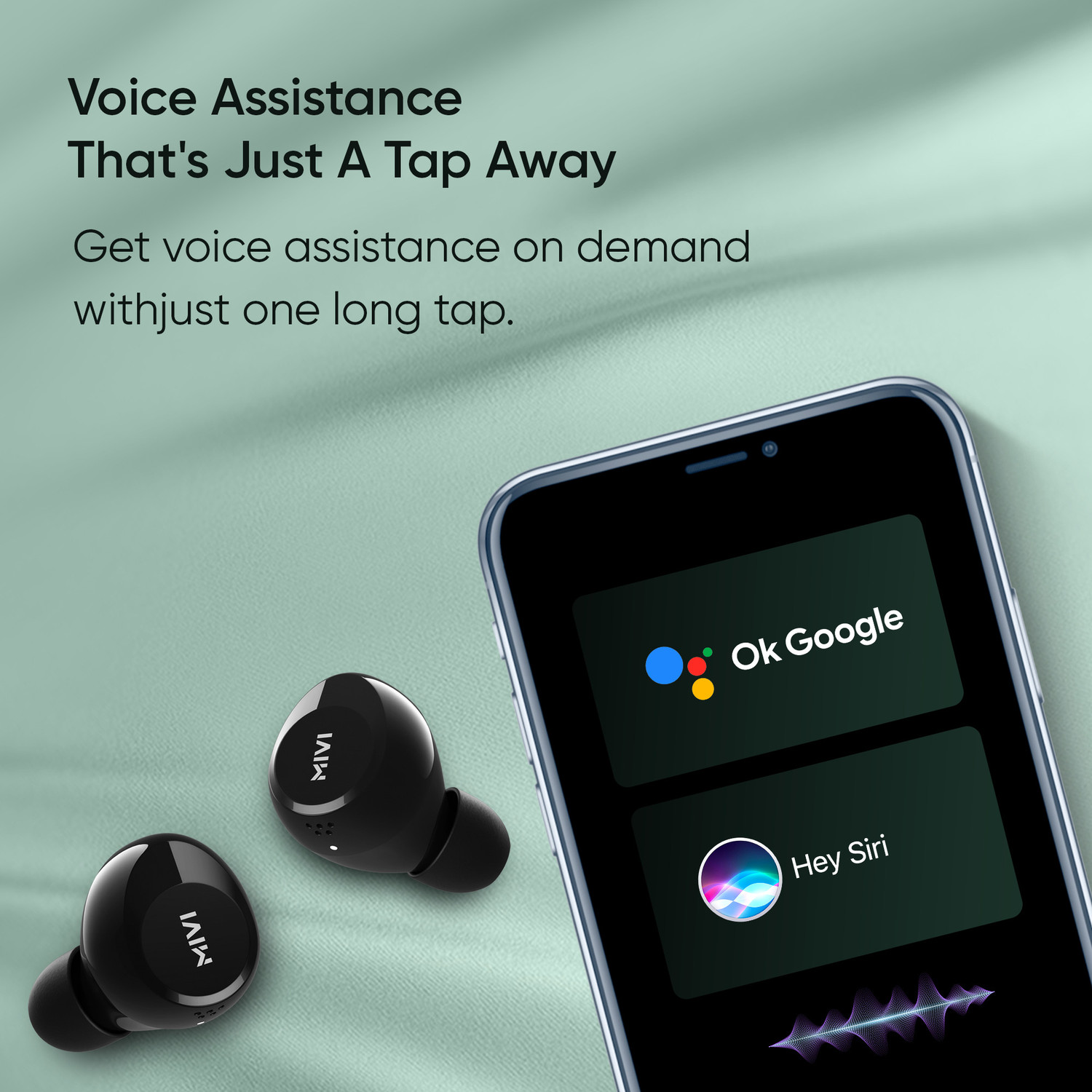 Image of Mivi DuoPods K1 compact earbuds,AI-ENC,TWS with 42H Playtime,Deep Bass,Made in India Bluetooth