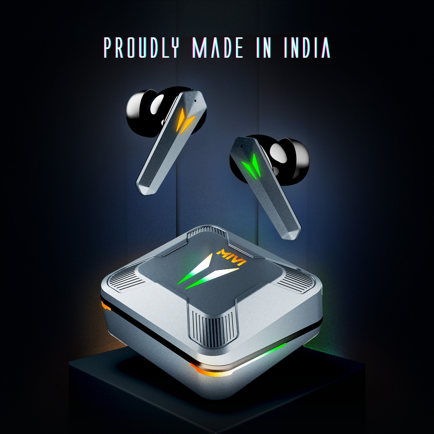 Image of Mivi Commando X9 Earbuds, Dual RGB Lights, 35ms Low Latency Gaming, ENC, 72H Playtime Bluetooth