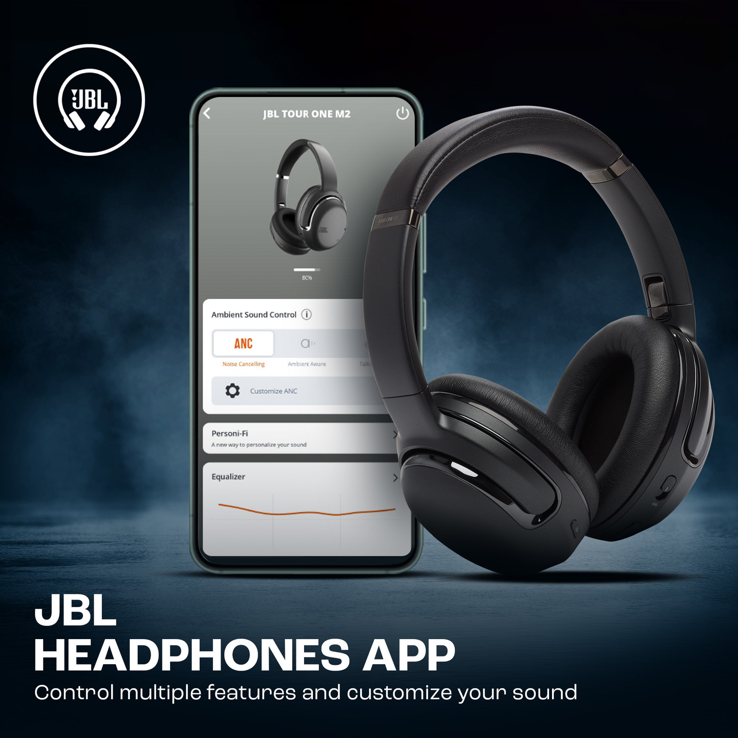 Image of JBL Tour One M2, Adaptive ANC, Smart Ambient, Up to 50Hr, Pro Sound, JBL App, 4-Mic, Bluetooth Gaming