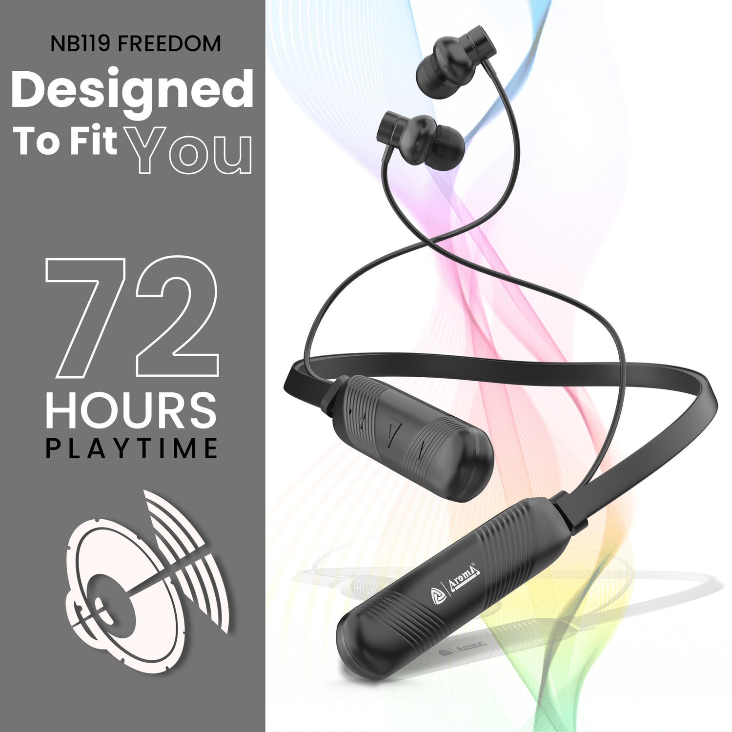 Image of Aroma NB119 Freedom - 72 Hours Playtime Bluetooth Neckband Bluetooth