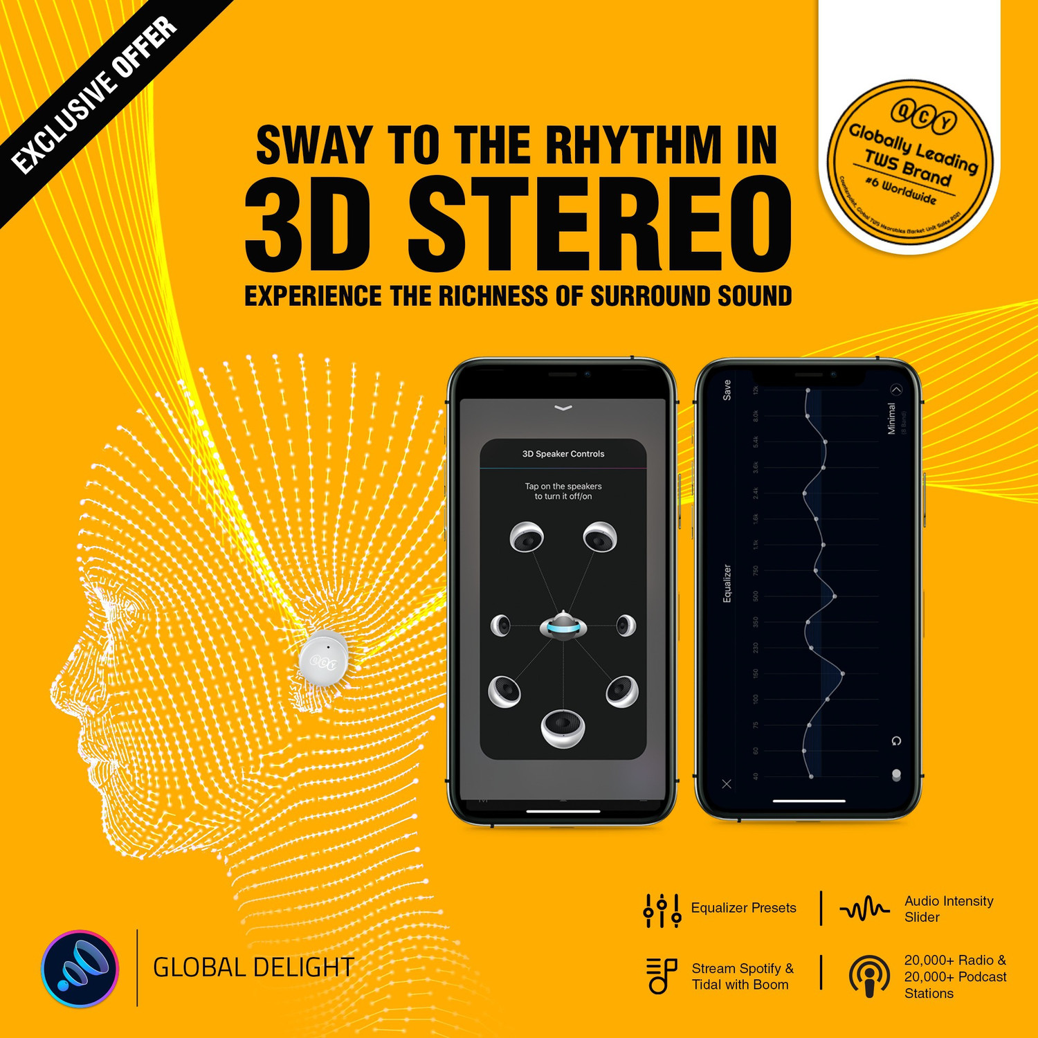 Image of QCY T17 TWS Earbuds with 3D Sound, 26H Playback Time, Low latency, Voice Assistant Bluetooth