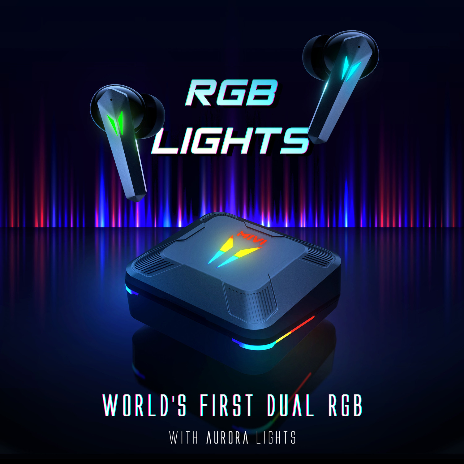 Image of Mivi Commando X9 Earbuds, Dual RGB Lights, 35ms Low Latency Gaming, ENC, 72H Playtime Bluetooth