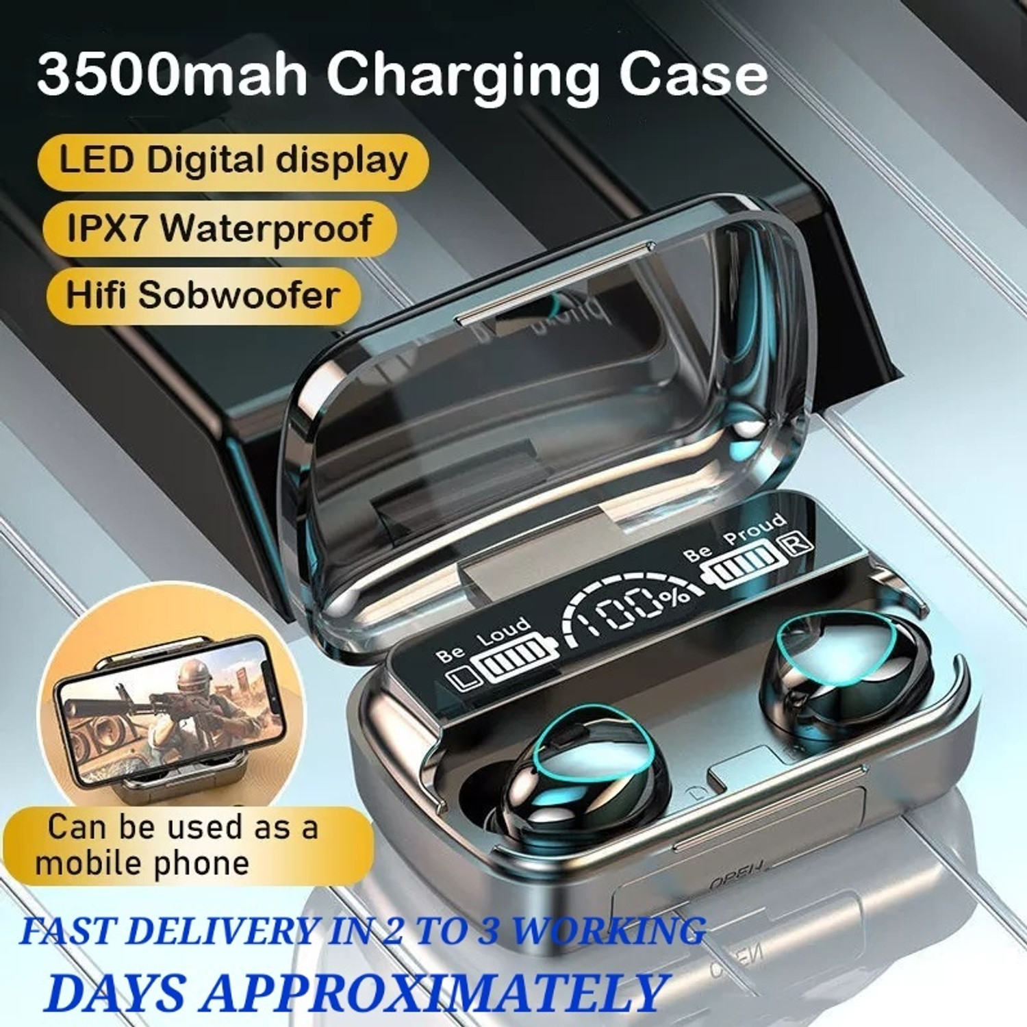 Image of TRYCOM M10 Earbuds /ipod /buds 5.1 Earbuds with 280H Playtime, Headphones with Power Bank Bluetooth