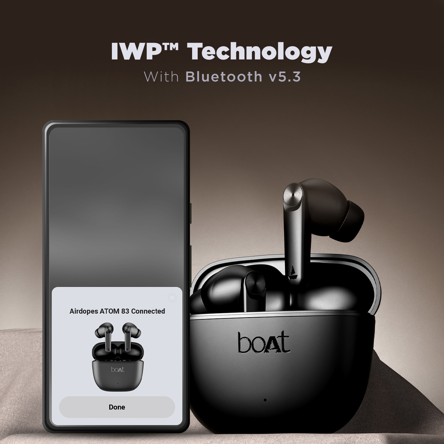 Image of boAt Airdopes Atom 83 with 50Hrs Playback, Quad Mics ENx Technology & Beast Mode Bluetooth