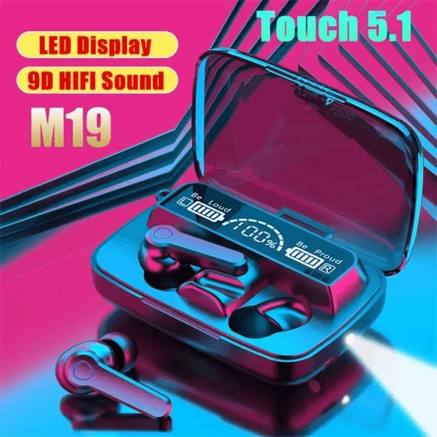Image of Highnotes M19 Earbuds /TWS /buds 5.1 Earbuds with 280H Playtime, Headphones with Power Bank Bluetooth