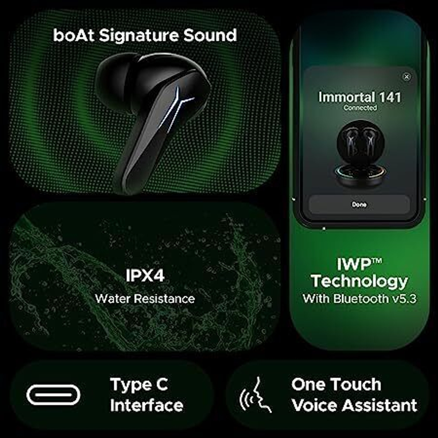 Image of boAt IMMORTAL 141 Bluetooth Gaming Headset (Black, True Wireless)