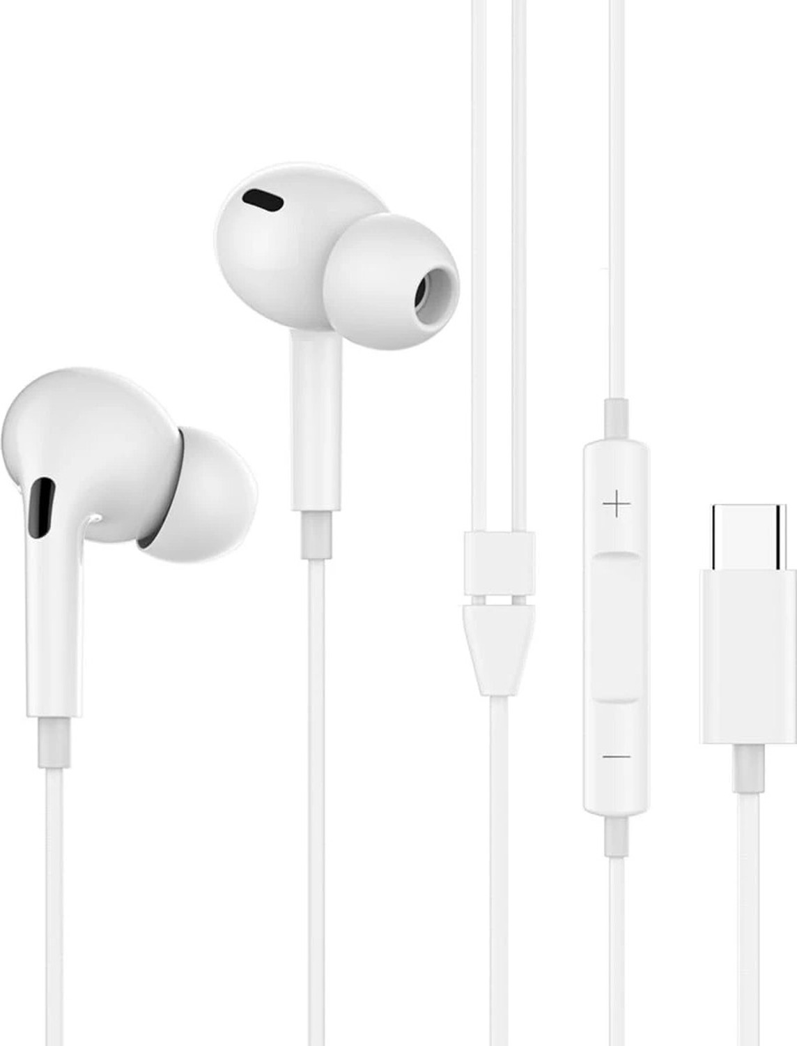Image of THE BLACK TECH TYPE C WHITE BEST PERFORMANCE TYPE C EARPHONES Wired Headset (White, In the Ear)