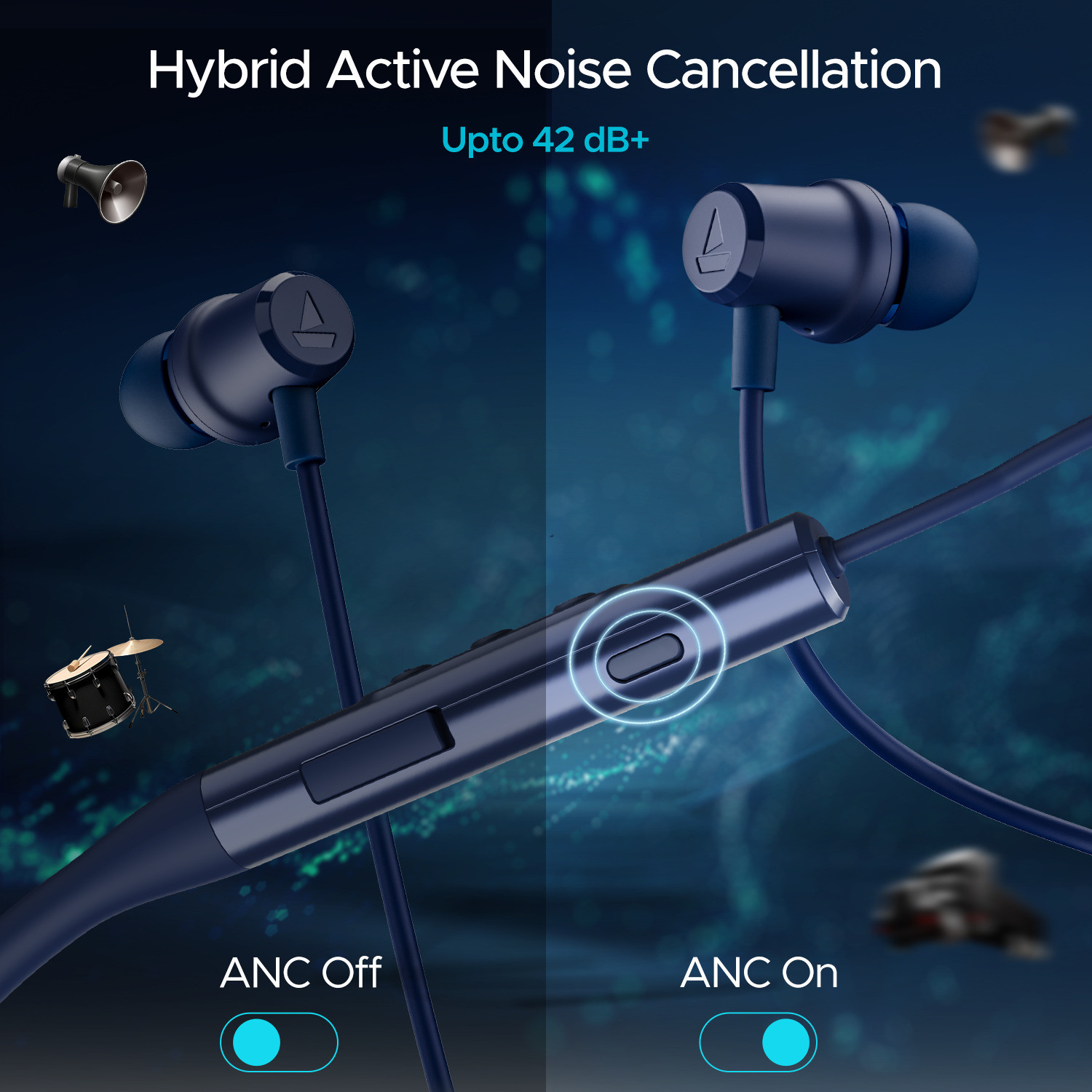 Image of boAt Nirvana 525 ANC Bluetooth Headset (Celestial Blue, In the Ear)