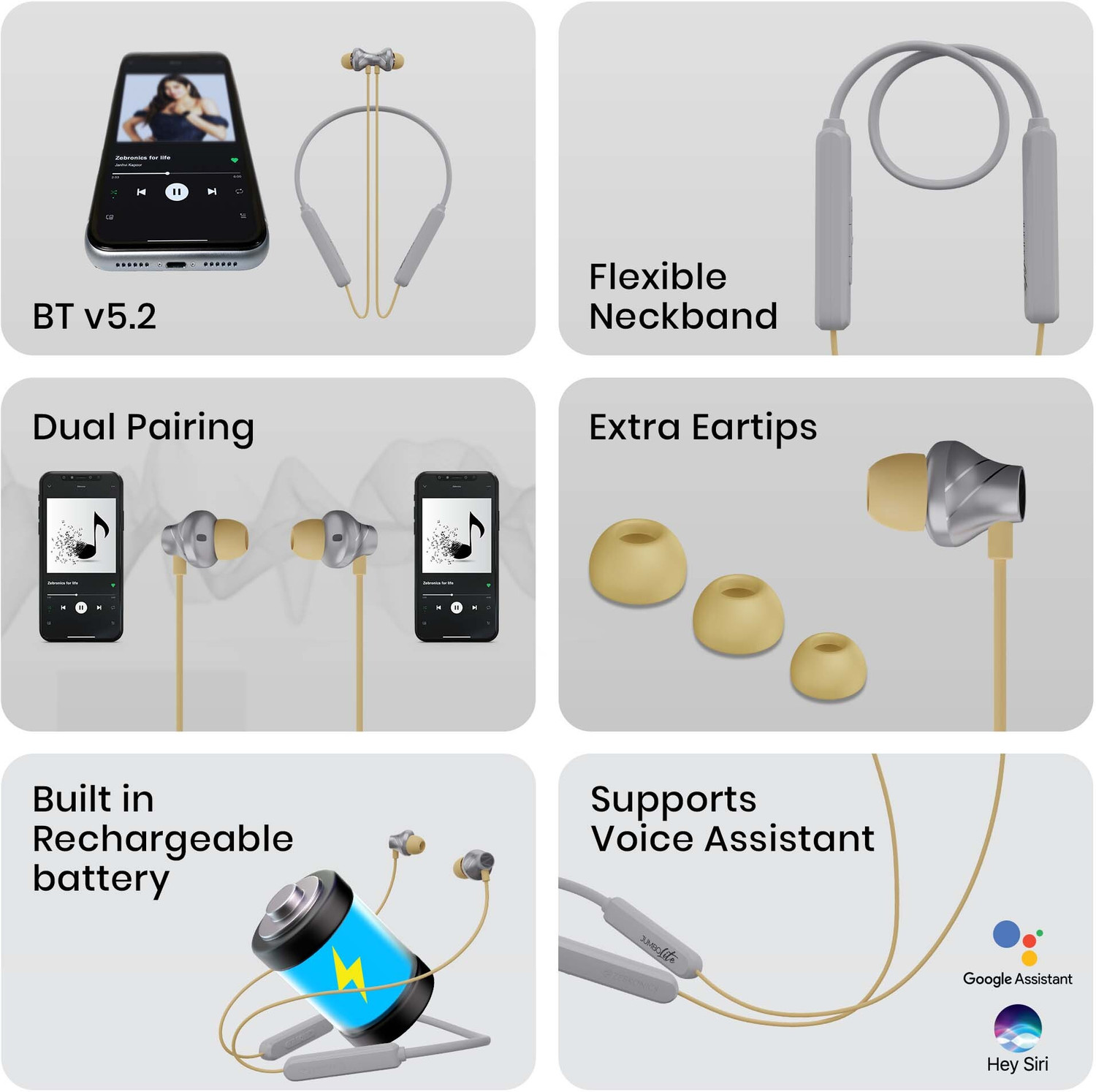 Image of ZEBRONICS Jumbo Lite, with 70Hrs Backup, Fast Charging, ENC Mic, Gaming Mode, Splash Proof Bluetooth
