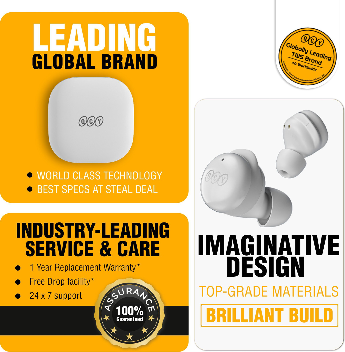 Image of QCY T17 TWS Earbuds with 3D Sound, 26H Playback Time, Low latency, Voice Assistant Bluetooth