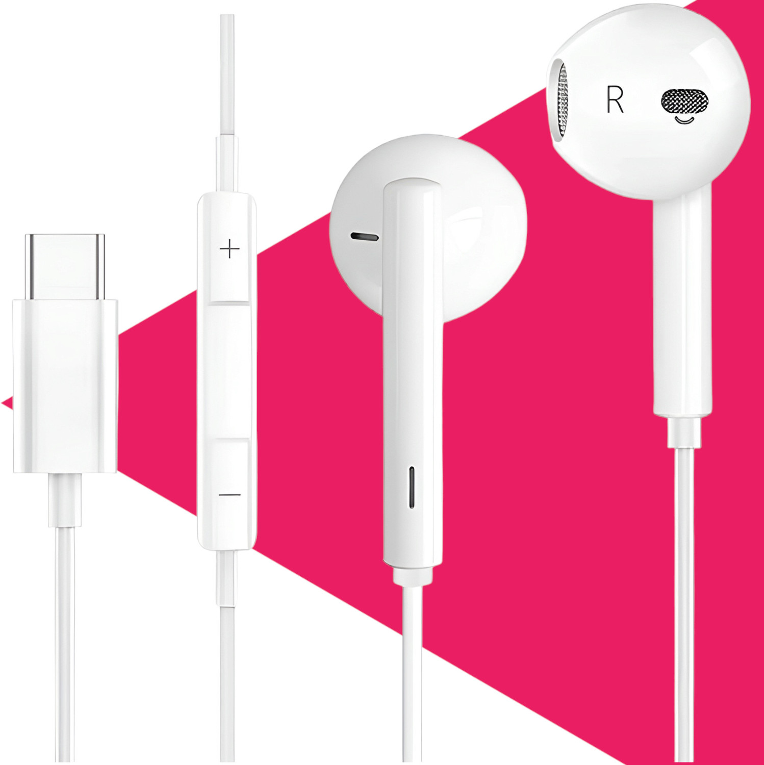 Image of THE BLACK TECH TYPE C WHITE BEST PERFORMANCE TYPE C EARPHONES Wired Headset (White, In the Ear)