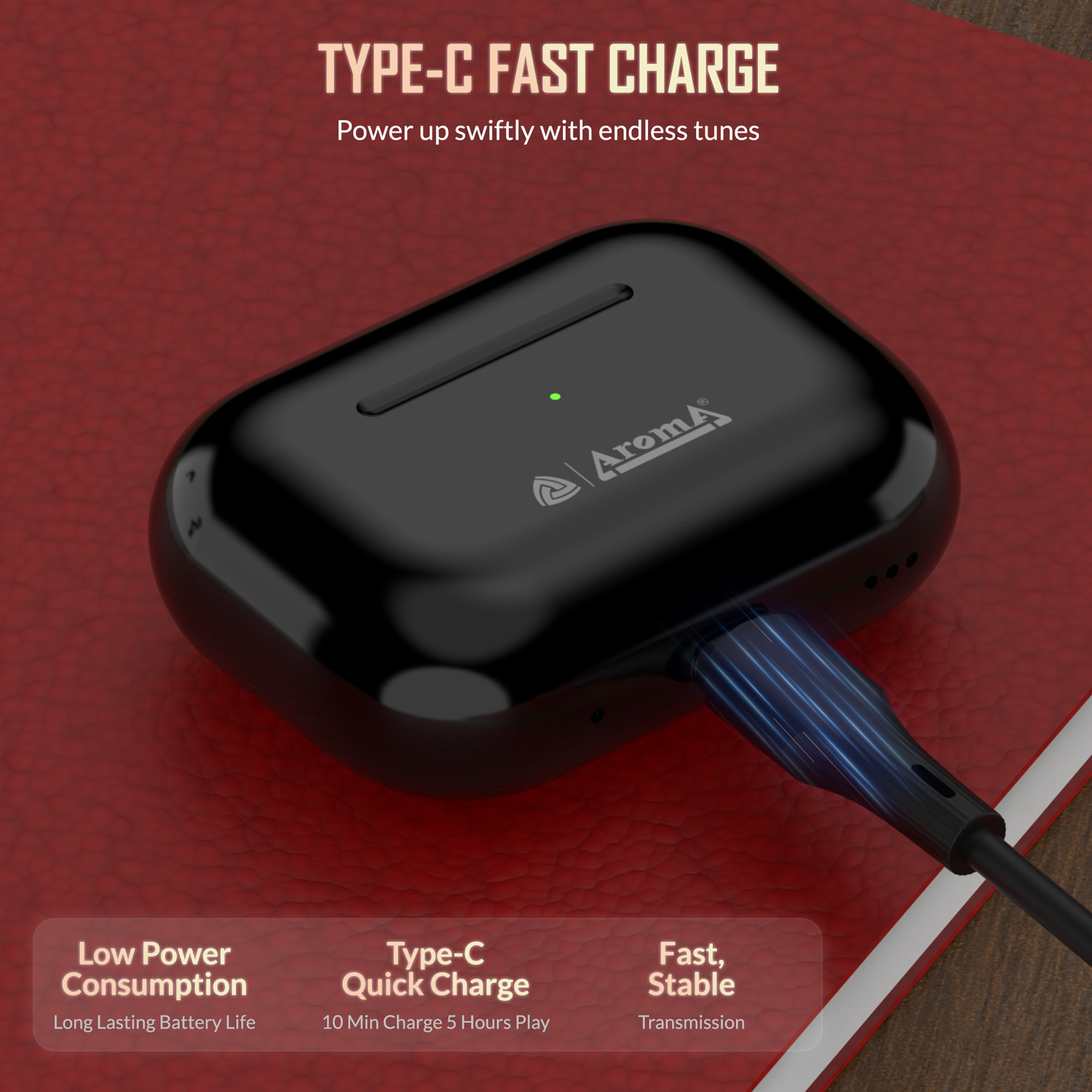 Image of Aroma NB121 Pro Pods Upto 40 Hours Playtime* Type C Fast Charging Dual Pairing Earbuds Bluetooth Headset (Crystal Black, True Wireless)