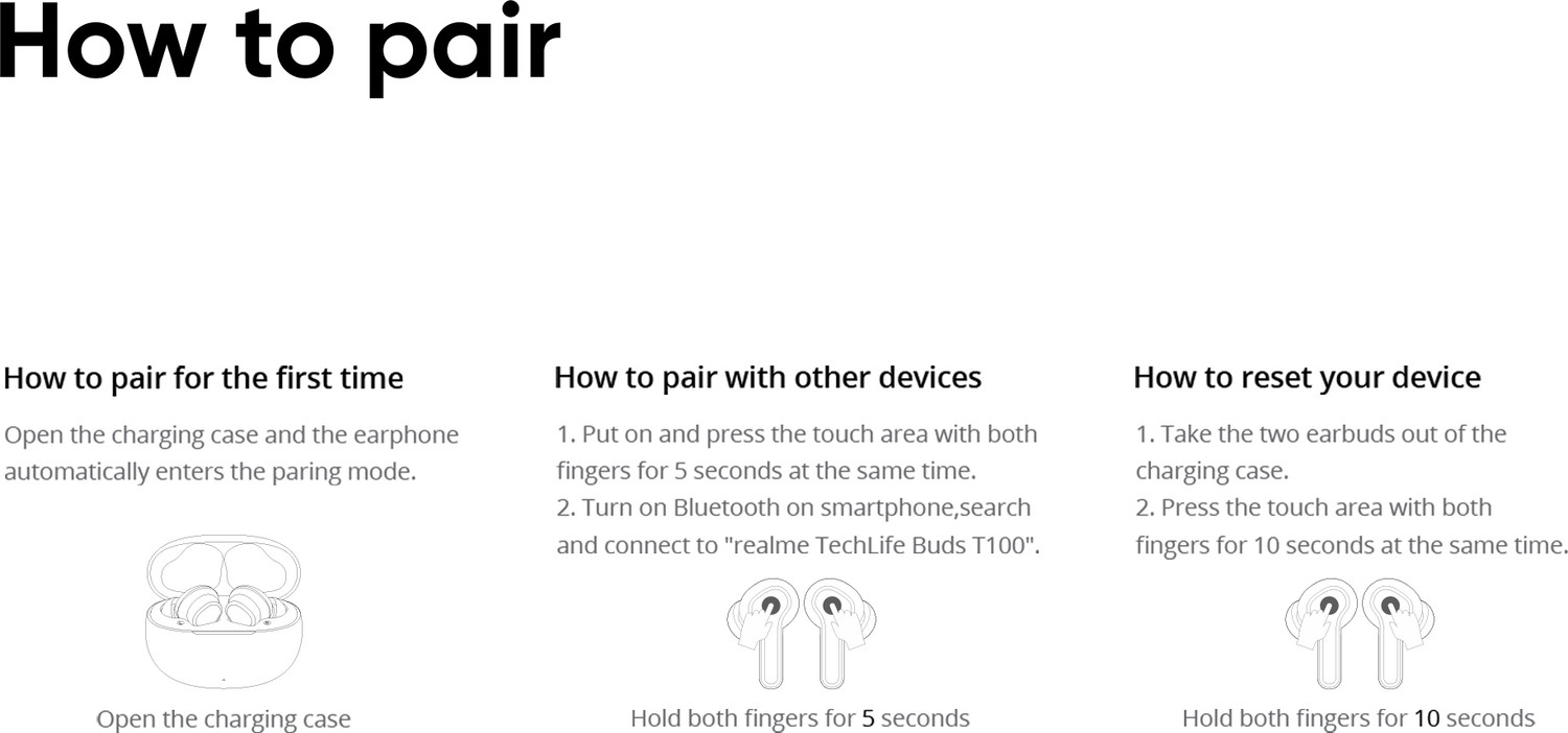 Image of realme Techlife Buds T100 with up to 28 Hours Playback & AI ENC for Calls Bluetooth