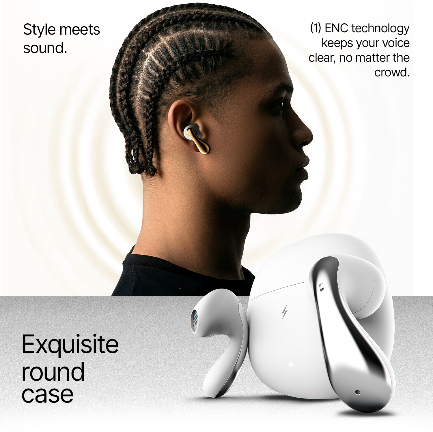 Image of Fire-Boltt Aero Lite TWS Earbuds, Custom EQ Profiles, 50H Battery, Quad Mic ENC, BT 5.4 Bluetooth Headset (Polar White, True Wireless)