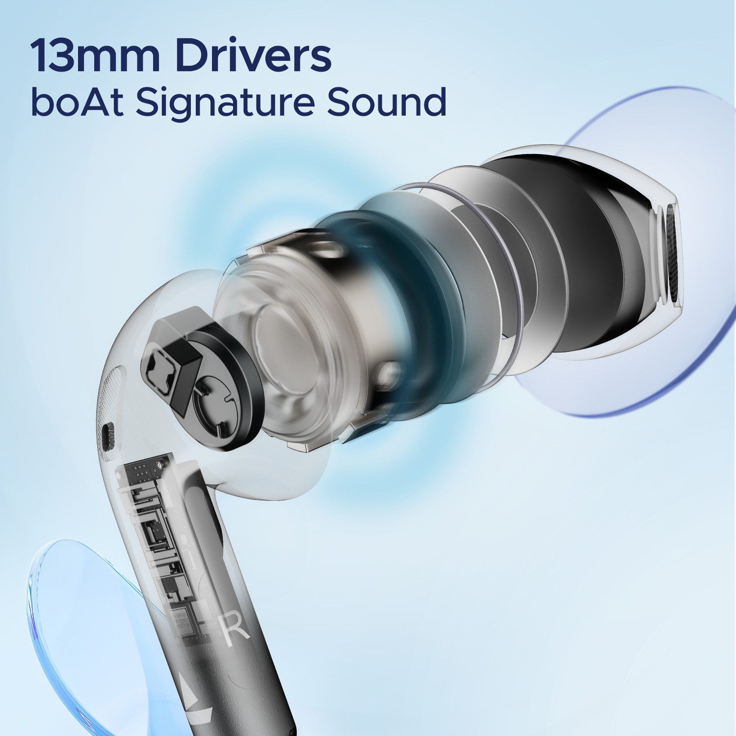 Image of boAt Airdopes Alpha,35H Battery, 13mm Drivers,ENx, Stream Ad Free Music via App Bluetooth