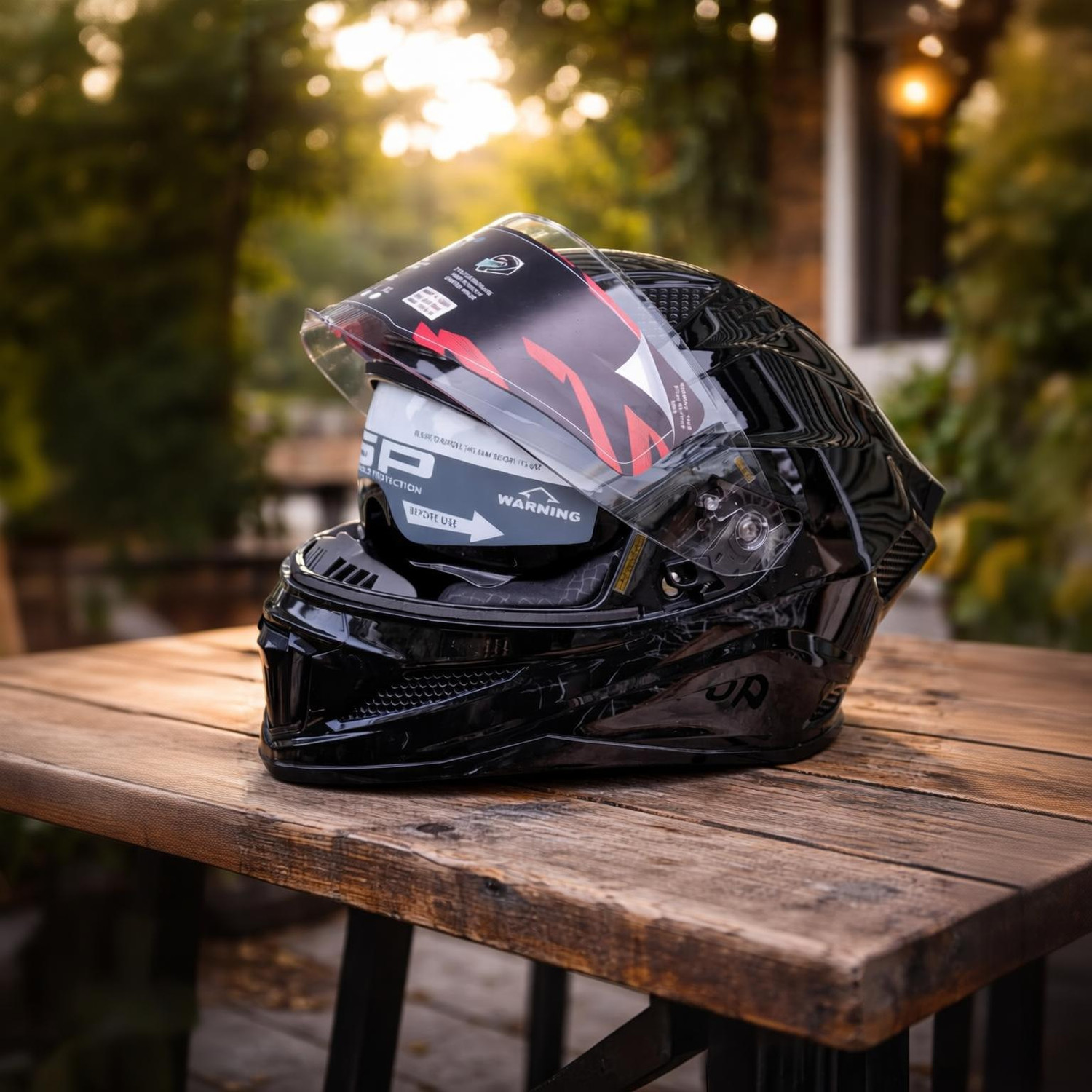 SBH-25 ISS Sharp Glossy Black Full Face ISI Certified 600mm Large Moto