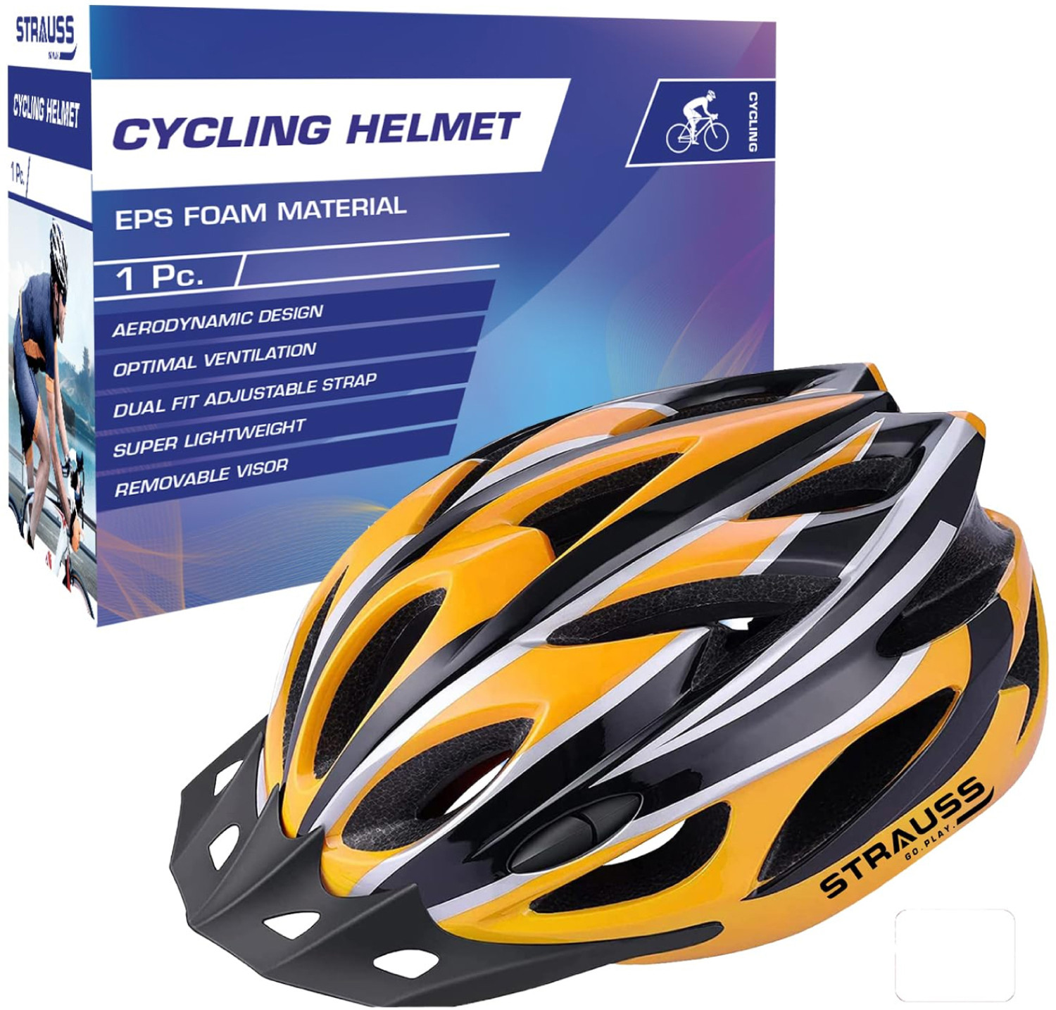 STRAUSS Adjustable Cycling Helmet  (Yellow)