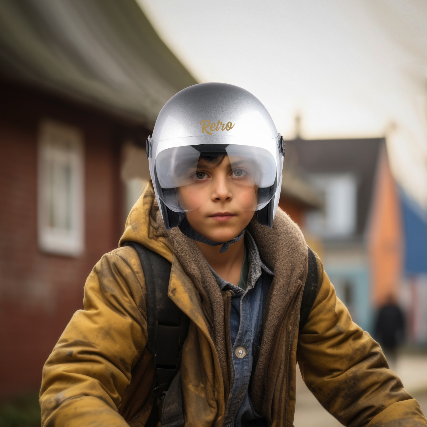 Image of Steelbird SBH-54 Retro ISI Certified Open Face Helmet for Men and Women Motorbike Helmet (Glossy Silver with Clear Visor)
