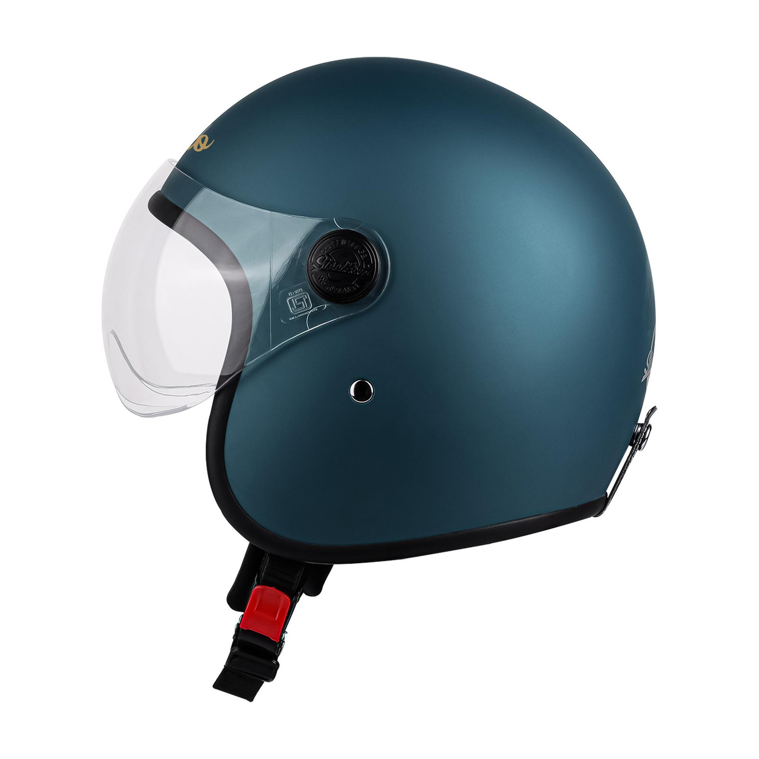 Image of Steelbird SBH-54 Retro ISI Certified Open Face Helmet for Men and Women Motorbike Helmet (Glossy Black with Clear Visor)