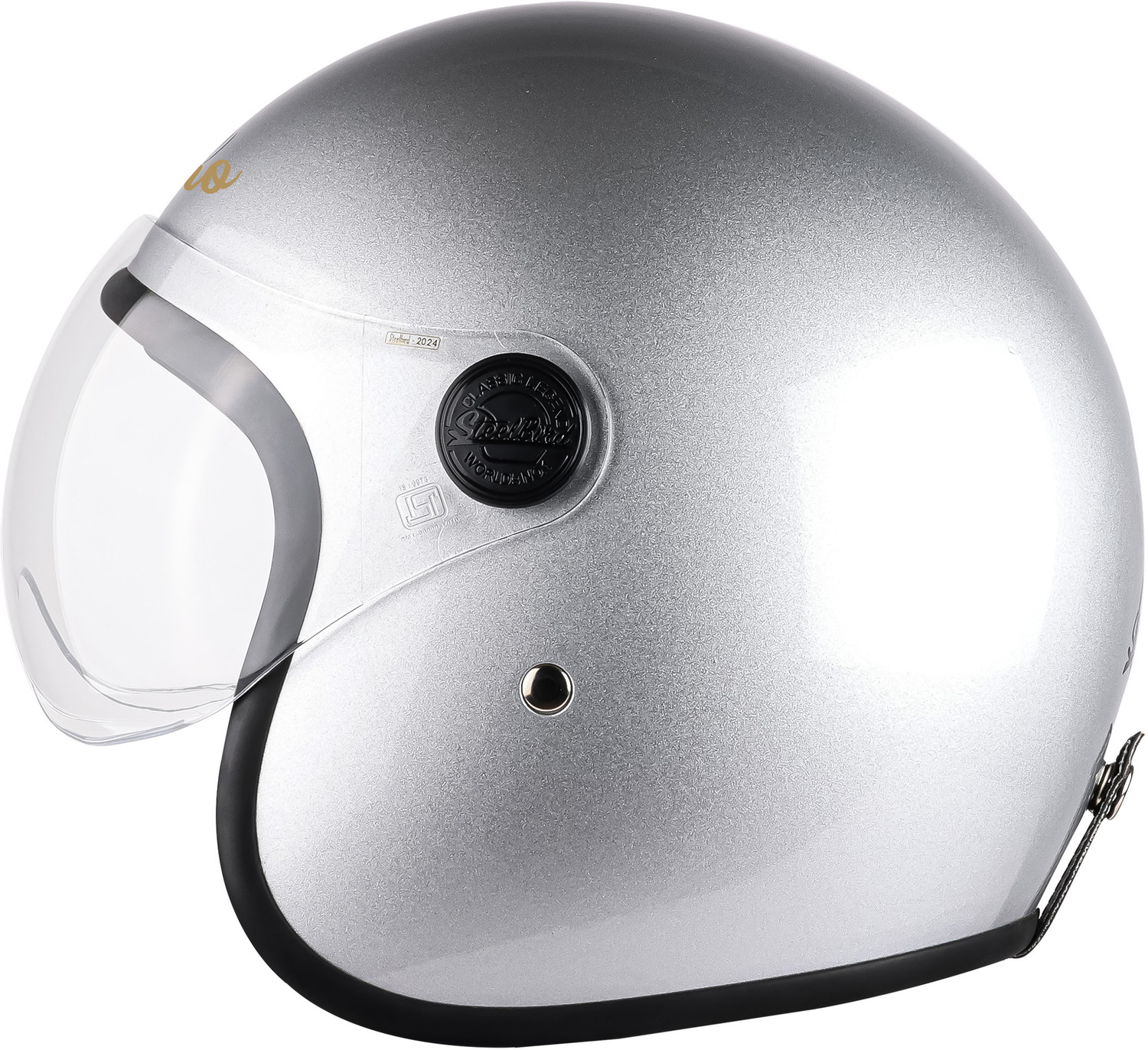 Image of Steelbird SBH-54 Retro ISI Certified Open Face Helmet for Men and Women Motorbike Helmet (Glossy Silver with Clear Visor)