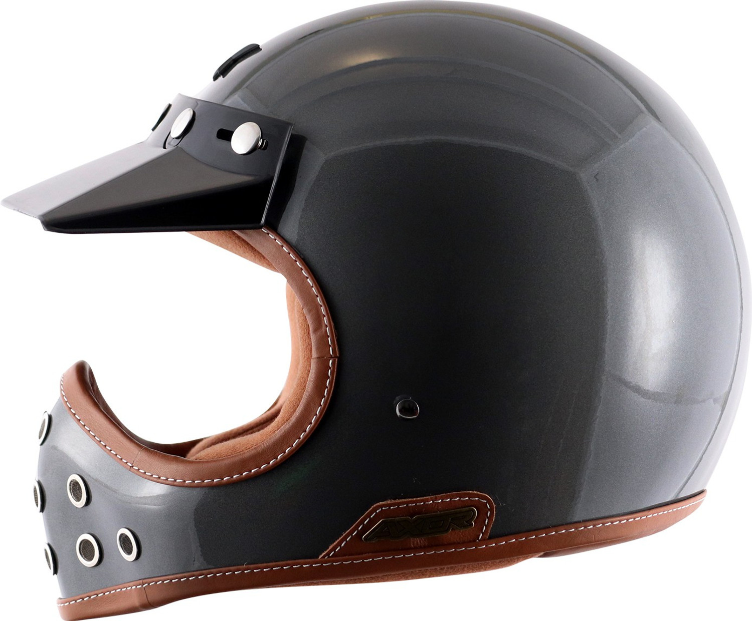 Image of Axor RETRO MOTO-X Motorbike Helmet (Antena Grey)
