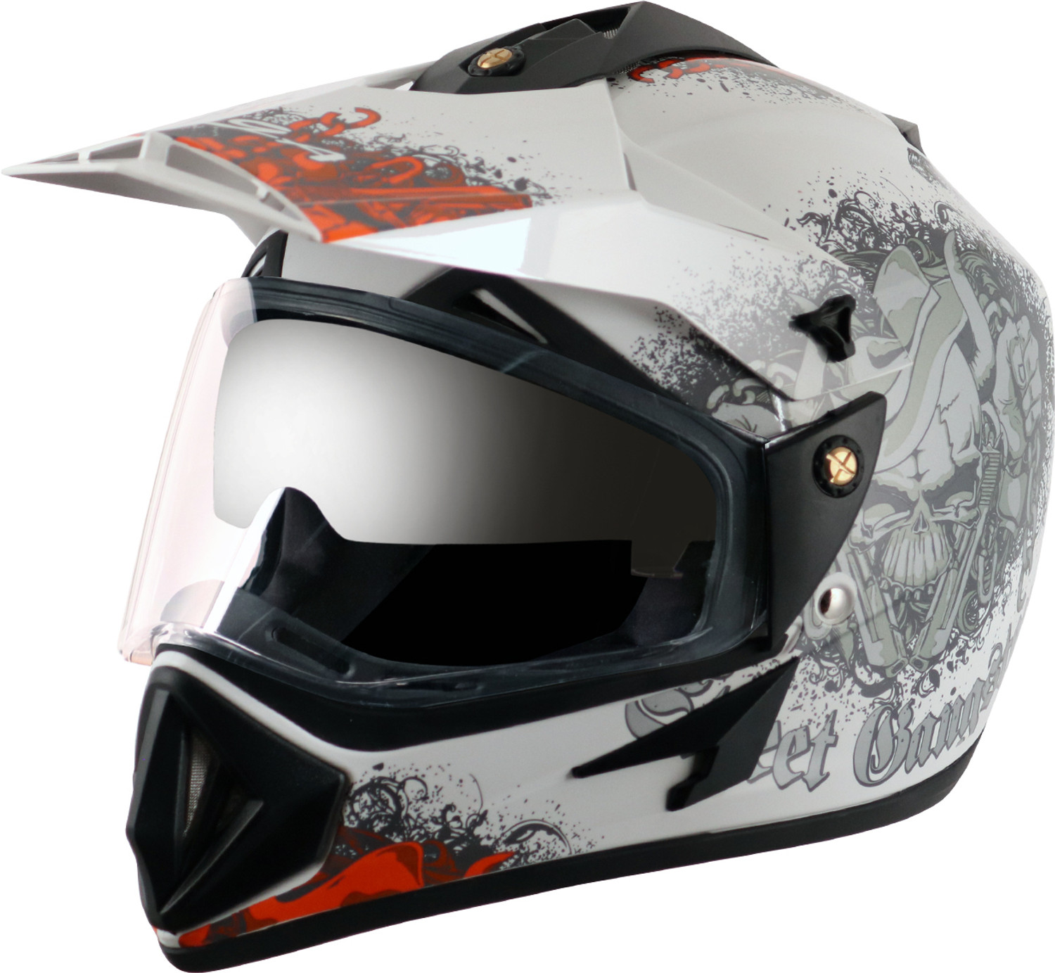Vega Off Road D/V Gangster Helmet White Orange – ₹1797