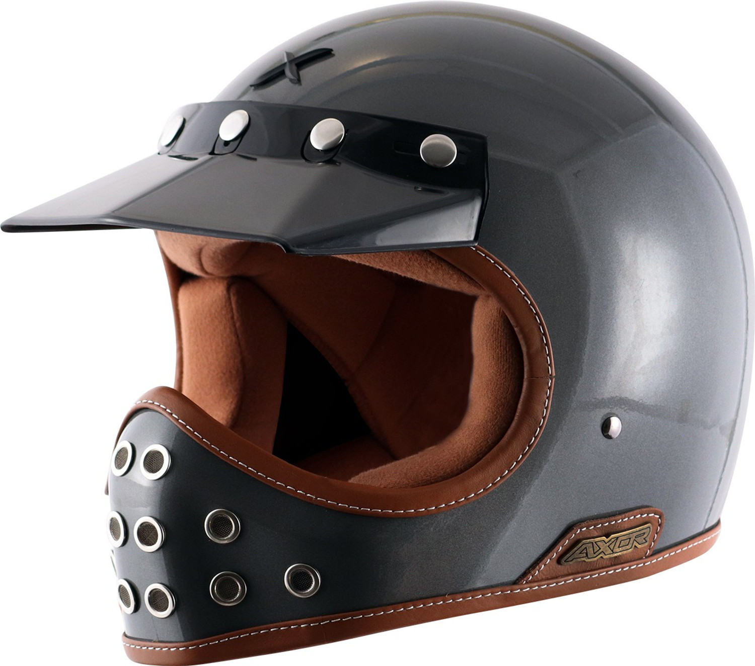 Image of Axor RETRO MOTO-X Motorbike Helmet (Antena Grey)