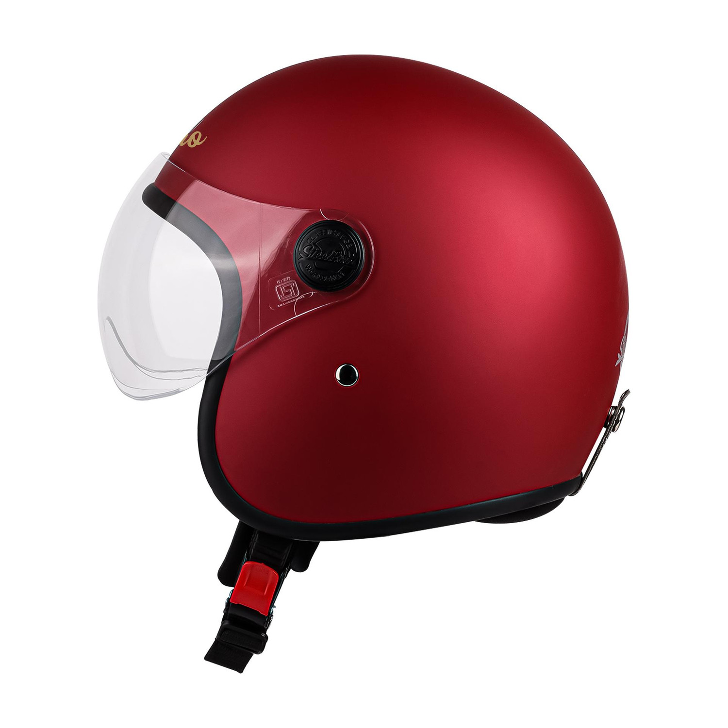 Image of Steelbird SBH-54 Retro ISI Certified Open Face Helmet for Men and Women Motorbike Helmet (Glossy Black with Clear Visor)