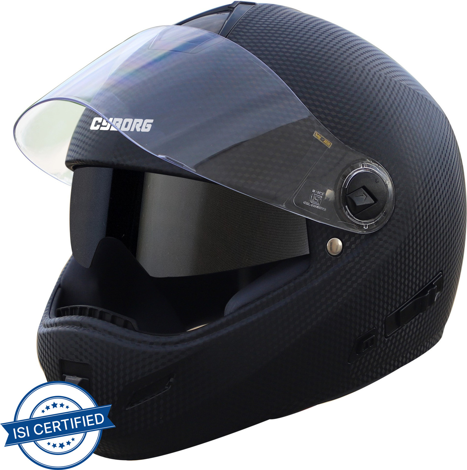 Steelbird Cyborg Double Visor Full Face Helmet, Inner Smoke Sun Shield