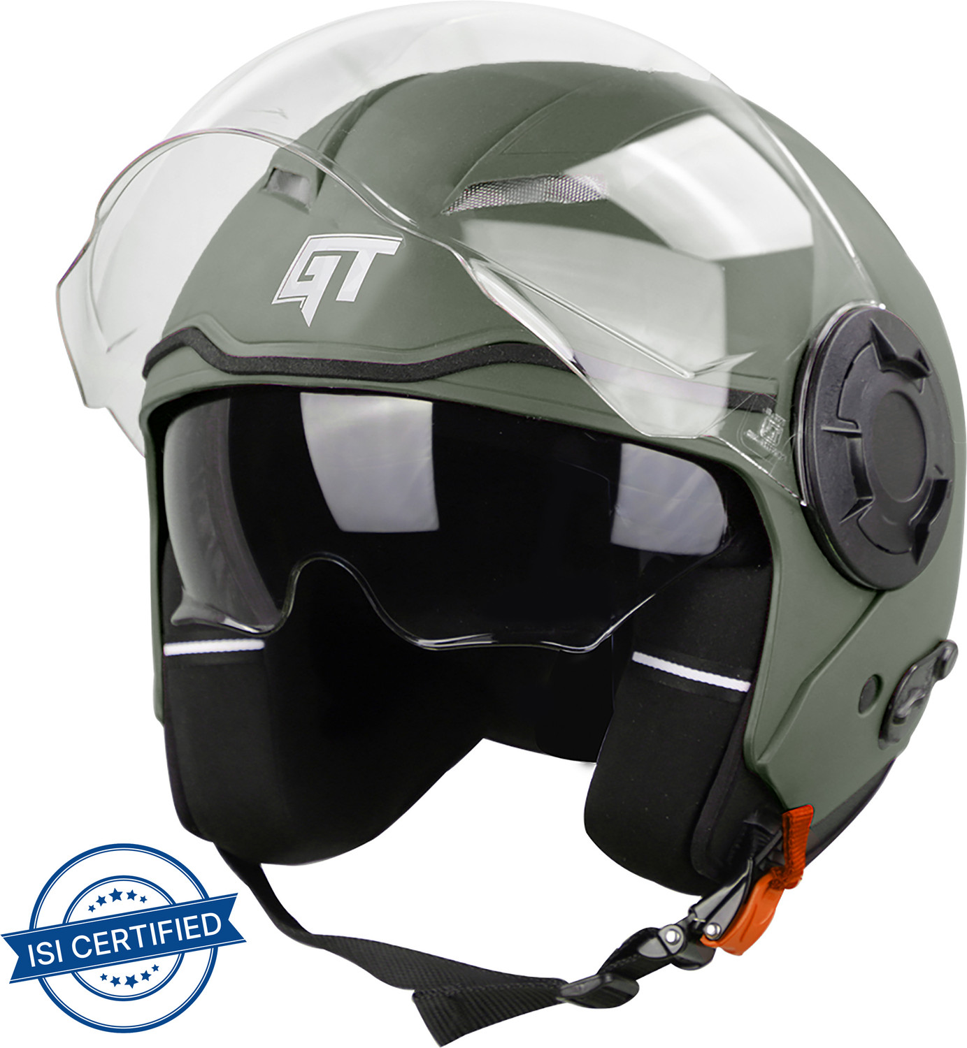 Steelbird GT Dashing ISI Certified Open Face Helmet for Men & Women with Inner Sun Shield Motorbike Helmet