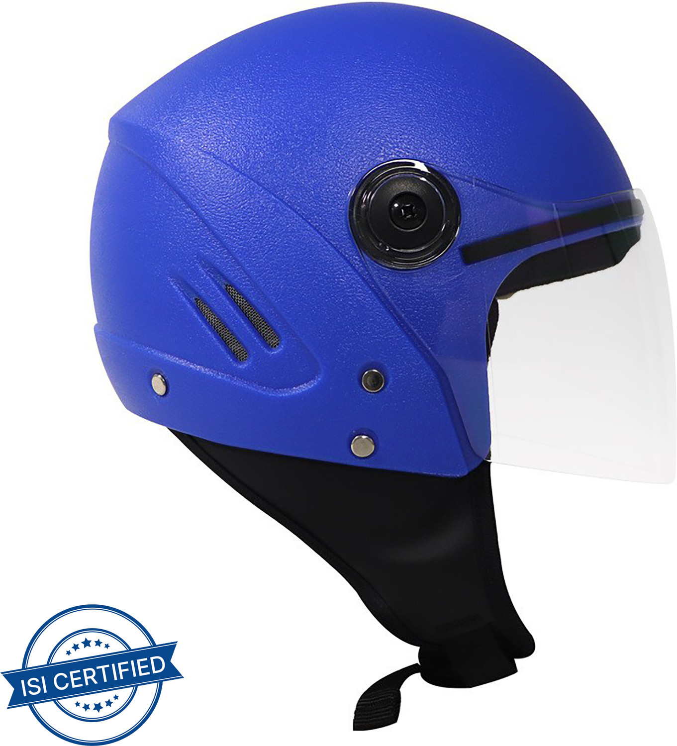 Image of Steelbird SBH-54 Retro ISI Certified Open Face Helmet for Men and Women Motorbike Helmet (Glossy Black with Clear Visor)