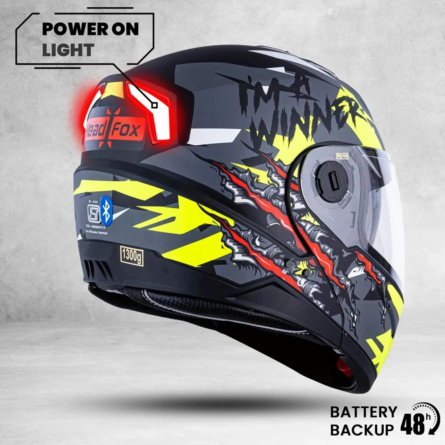 HEADFOX N2 Air 7 Smart Bluetooth Waterproof |Music | GPS | Calls | Voice Asst. Winner DV Motorbike Helmet